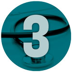 #3 icon with stethoscope in background.